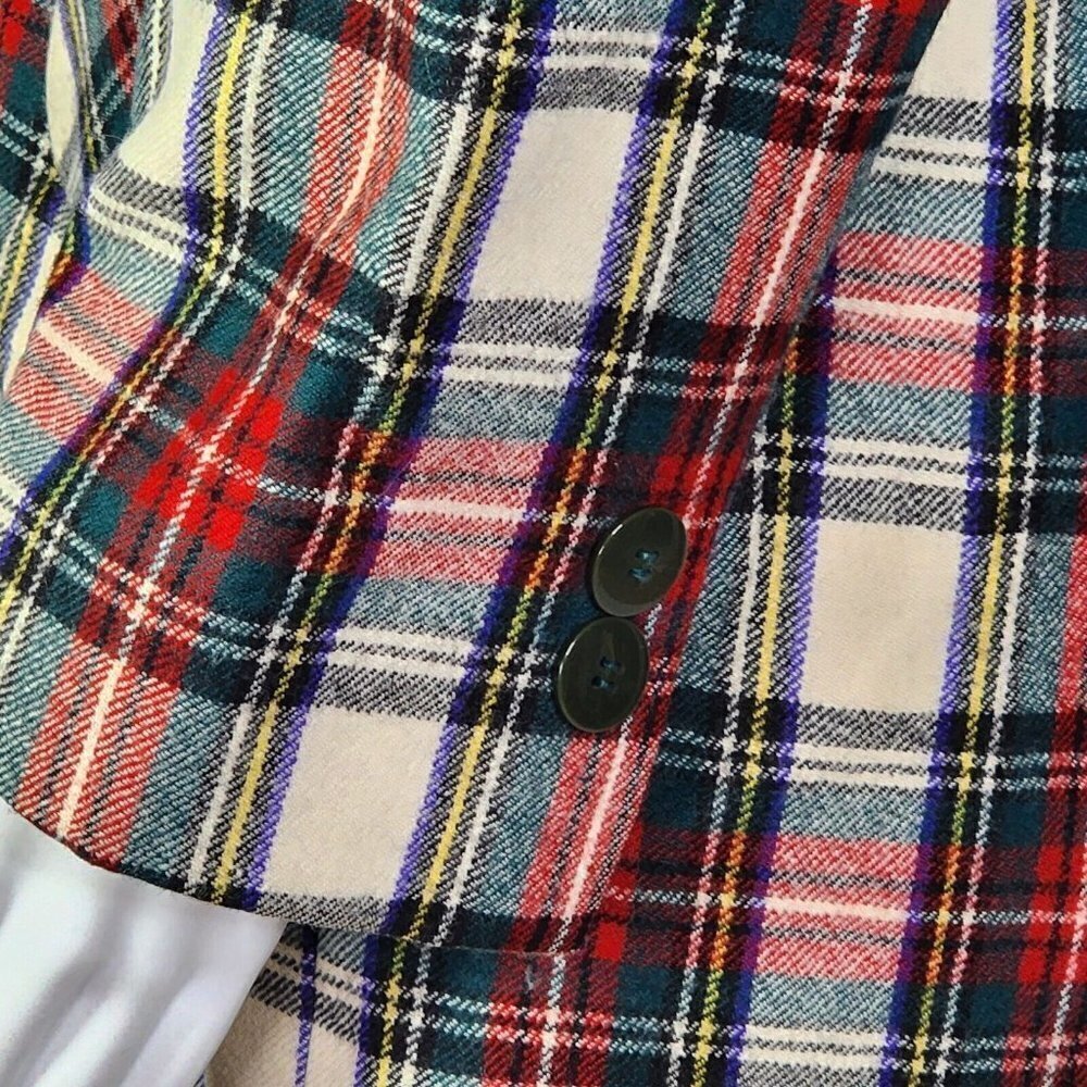 Giorgio Sant Angelo Wool Jacket Multi-Color Christmas Plaid Women's 14P - Picture 4 of 11